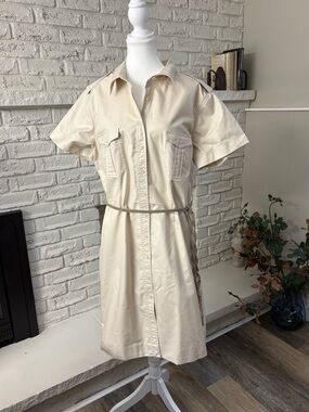 Tabi International Beige Safari Utility Shirt Dress - Size 18 - Classic Chic